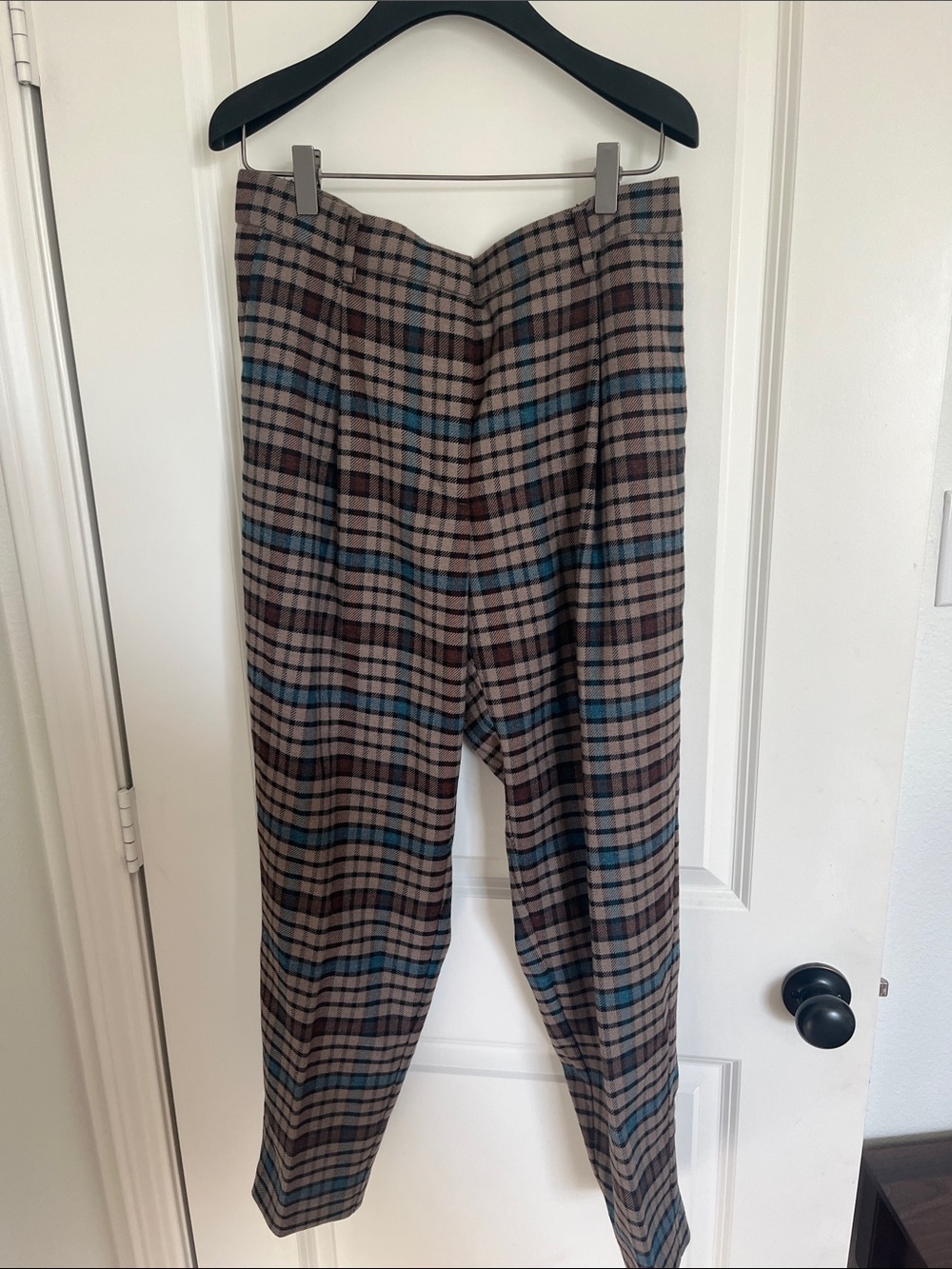 Babaton Plaid Ankle Pants in Brown & Blue